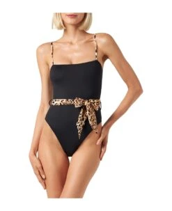 MC2 Saint Barth Animalier Sash Black One Piece Or Body