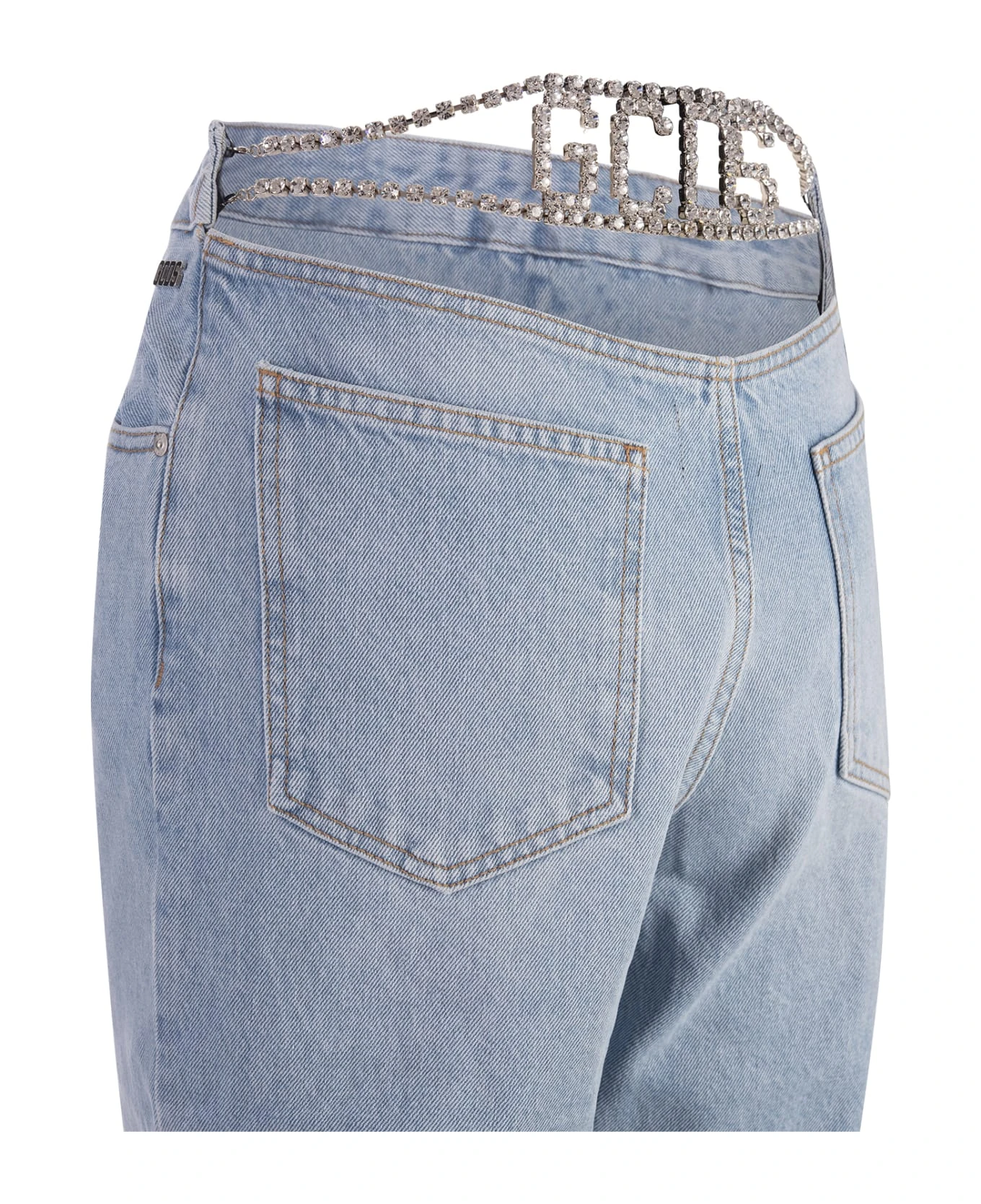 GCDS Chocker Denim Trousers In Light Blue - Image 4