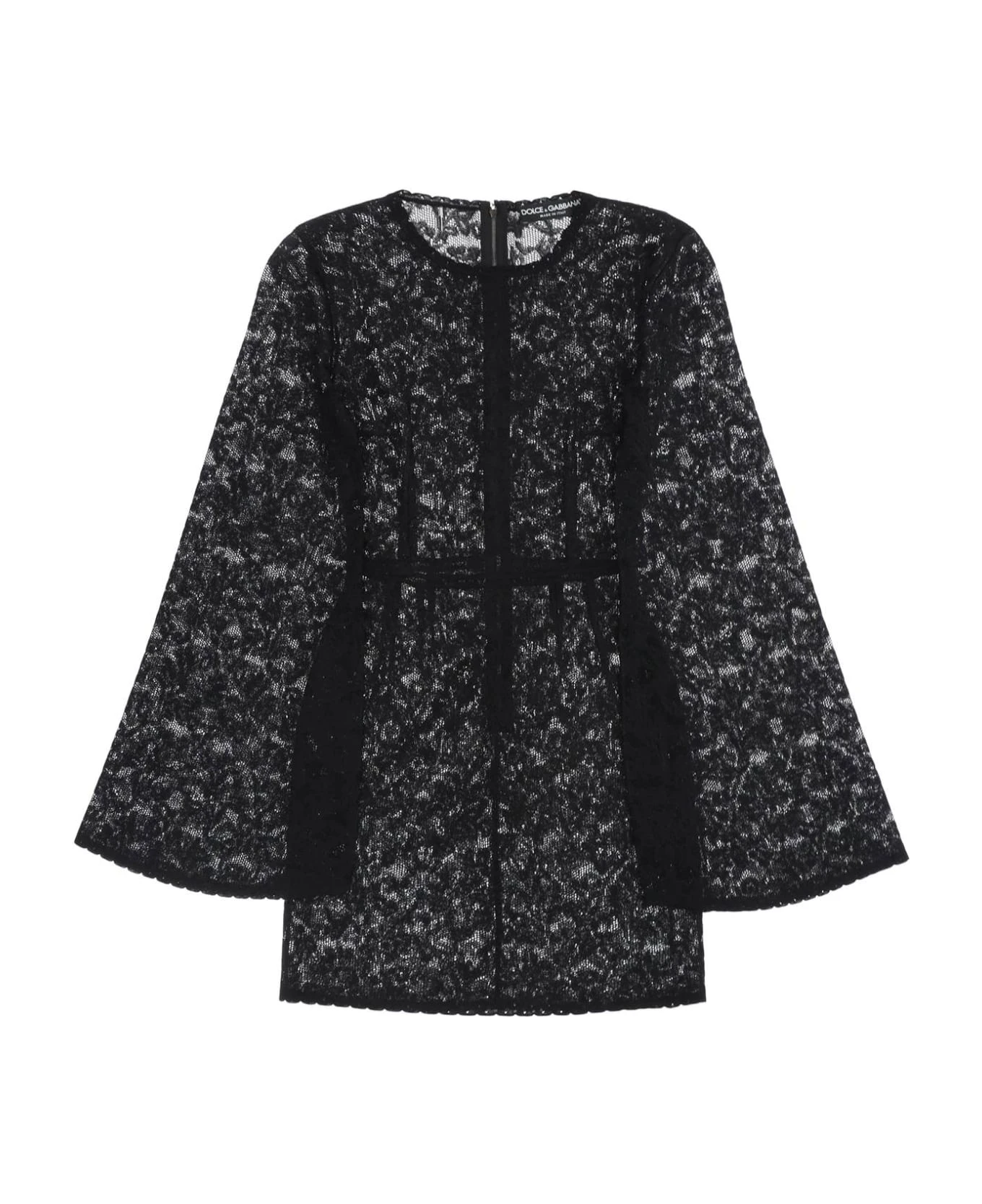 Dolce & Gabbana Mini Dress In Floral Openwork Knit