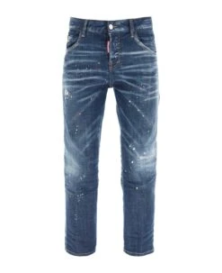DSQUARED2 Dark Techno Surf Wash Cool Girl Cropped Jeans