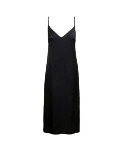 Balenciaga Black Satrin Pyjama Dress With Bb Monogram Jacquard In Viscose Woman
