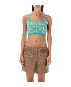 Versace Allover Knit Crop Top