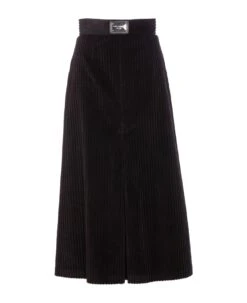 Dolce & Gabbana Long Skirt With Logo Plaque