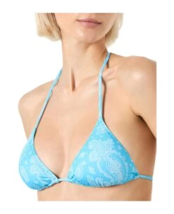 MC2 Saint Barth Woman Water Green Triangle Top With Paisley Print