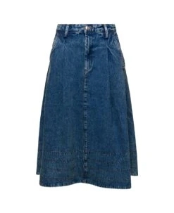 A.P.C. Oversized Midi Light Blue Skirt In Cotton Denim Woman