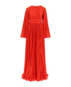 Dolce & Gabbana Long Pleated Chiffon Dress