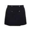 Alexander McQueen Black Mini Skirt With Front Buttoned Fastening In Wool Blend Woman