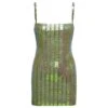 'rue' Mini Green Dress With Mirror Sequins In Stretch Rayon Woman