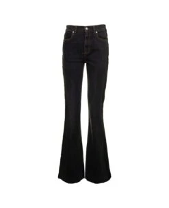 Stone Washed Black Bootcut Jeans In Stretch Denim Alexander Mcqueen Woman