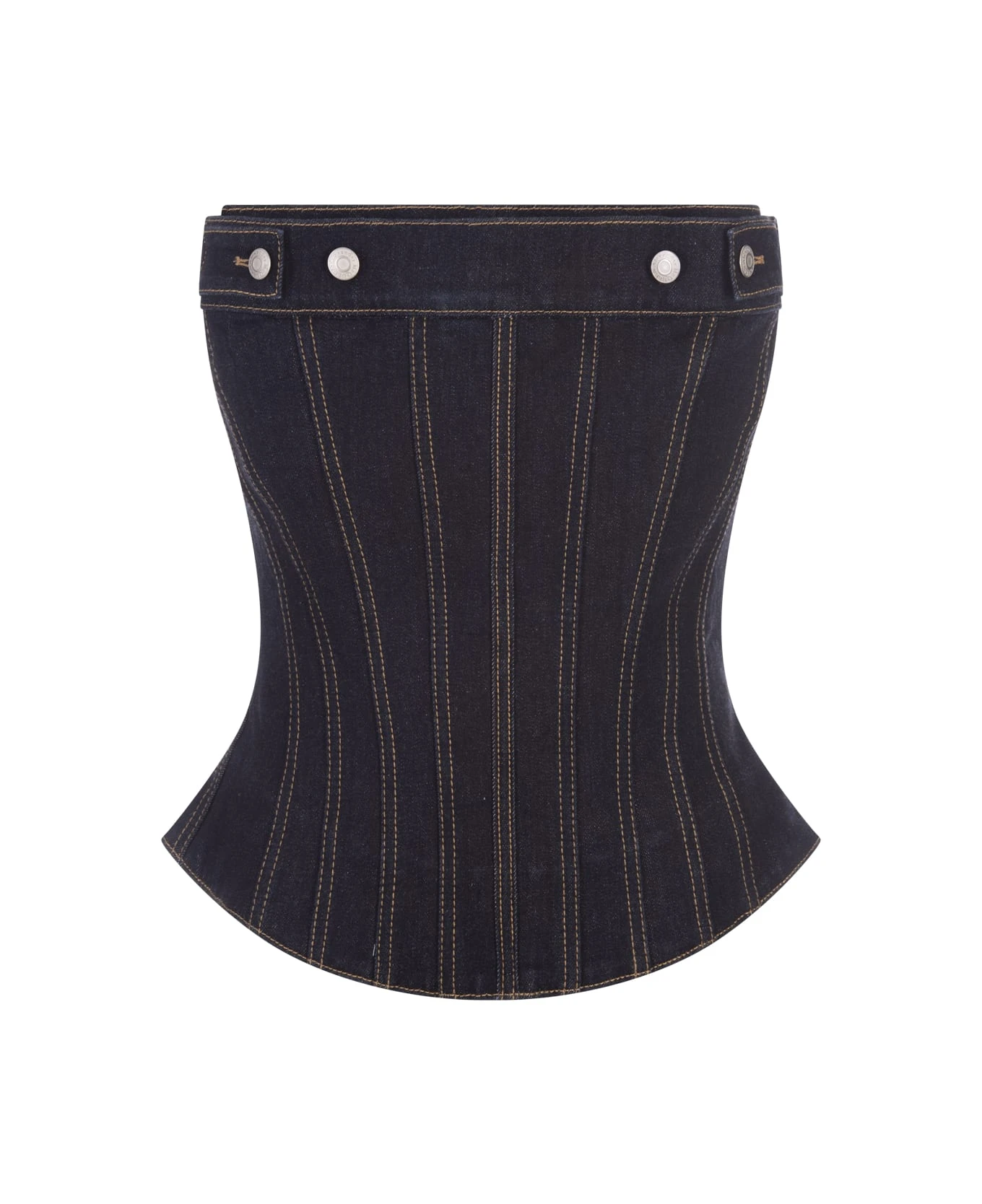 Alexander McQueen Blue Denim Corset Top