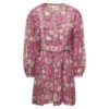 Floral Print Pink Mini Dress With Long Sleeves In Cotton Woman