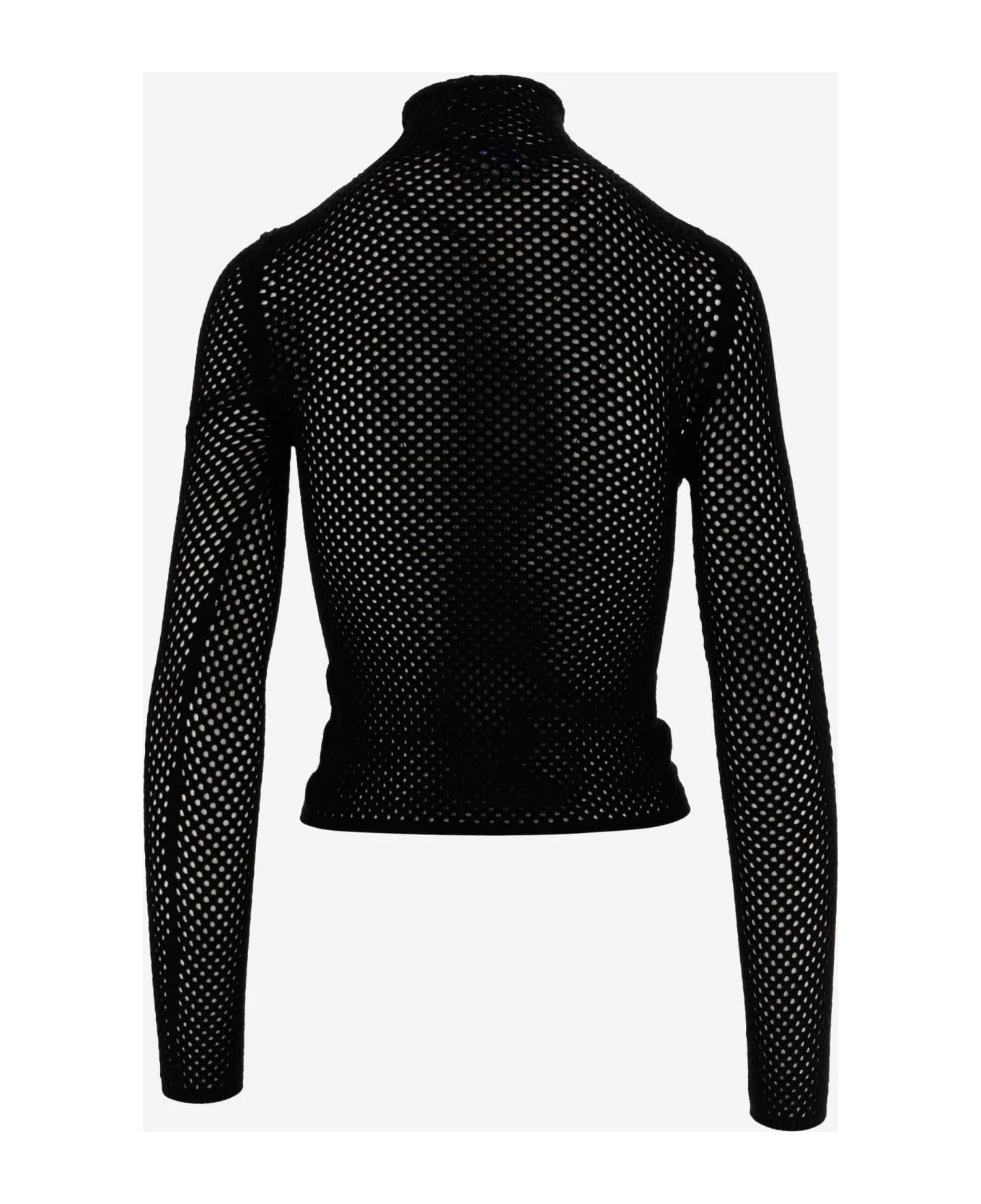 Off-White Viscose Blend Mesh Top With Logo - Image 2