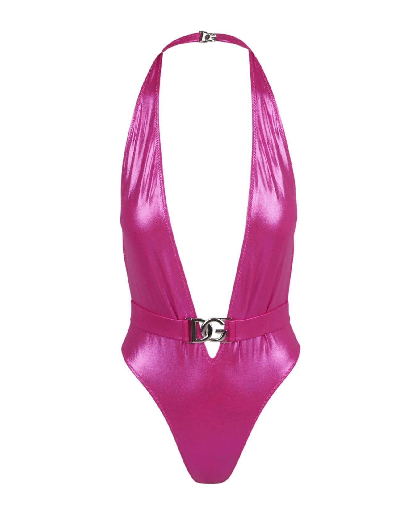 Dolce & Gabbana Logo-plaque Glossy-finish Swimsuit