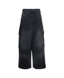 Palm Angels Bw Wide Denim Parachute