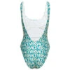 Versace Blue One-piece Swimsuit With All-over Logo Lettering Print In Stretch Tech Fabric Woman
