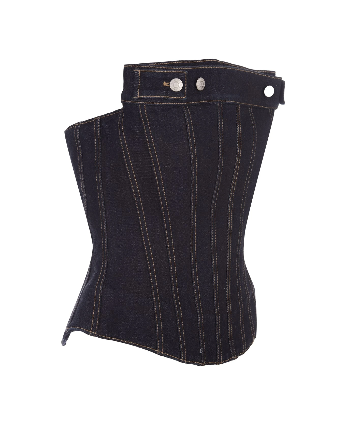 Alexander McQueen Blue Denim Corset Top - Image 2