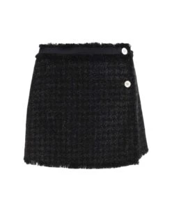 Versace Wool Blend Tweed Miniskirt