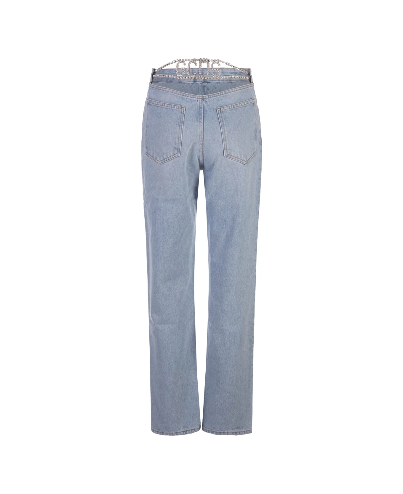 GCDS Chocker Denim Trousers In Light Blue - Image 2