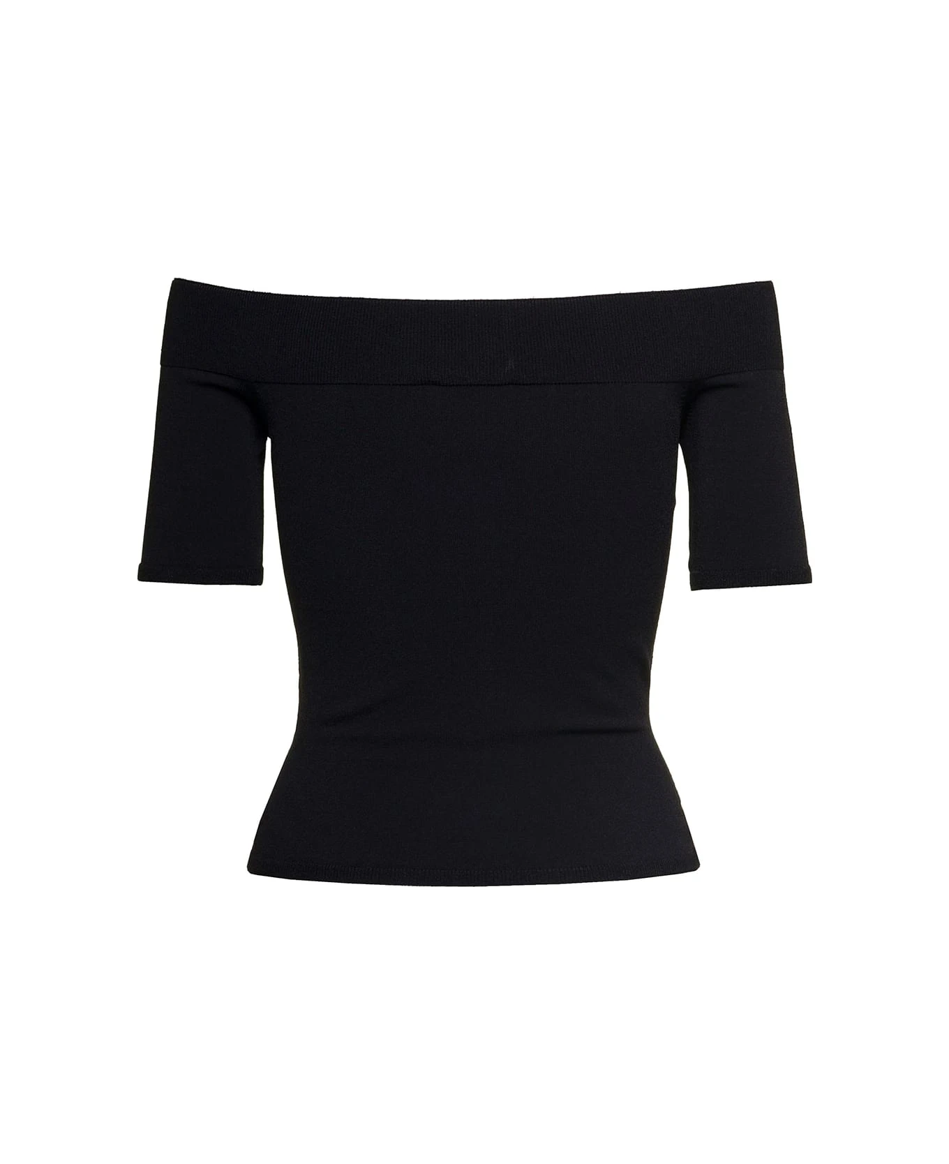 Black Off-the-shoulders Top With Straight Neckline In Viscose Blend Woman Alexander Mcqueen - Image 2