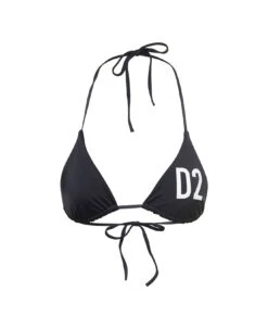 DSQUARED2 Black Swim Triangle Bikini With Lettering In Nylon Stretch Woman