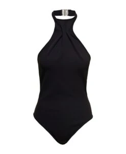 'nashvi' Black Halterneck Bodysuit In Viscose Blend Woman Gauge81