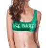MC2 Saint Barth Green Sequined Bralette With Silver Logo