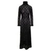Chloé Long Black Dress With High-neck In Lace Woman