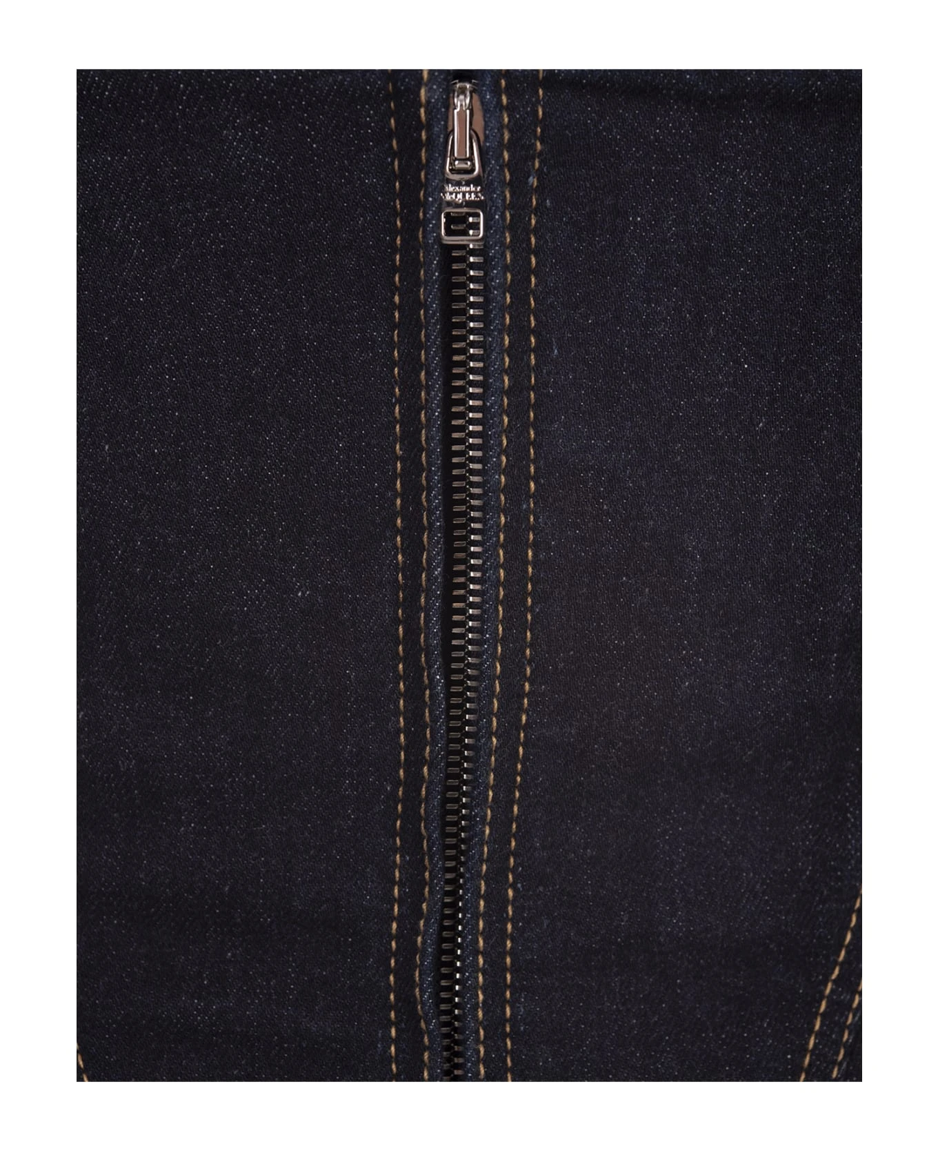 Alexander McQueen Blue Denim Corset Top - Image 4