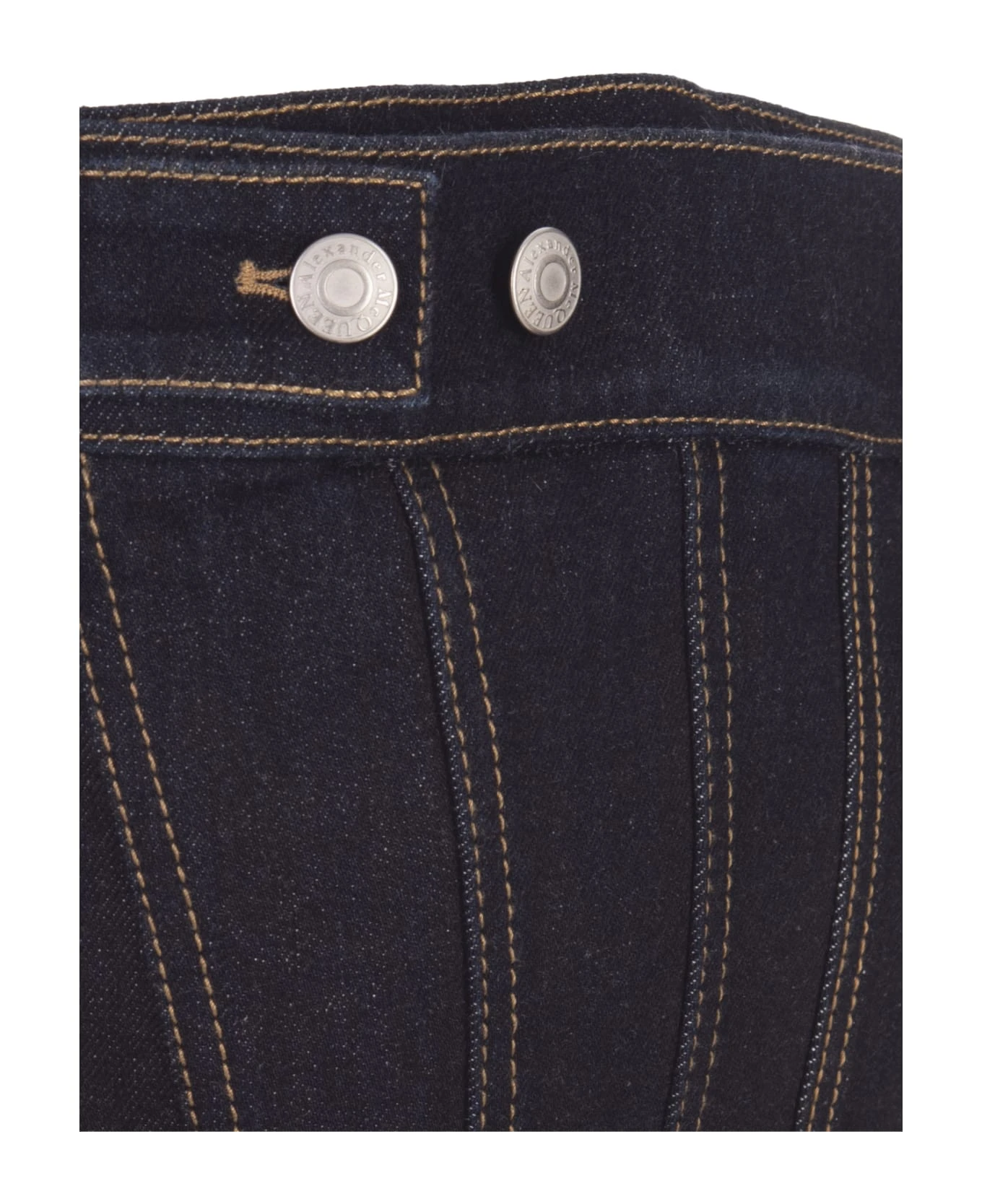 Alexander McQueen Blue Denim Corset Top - Image 5