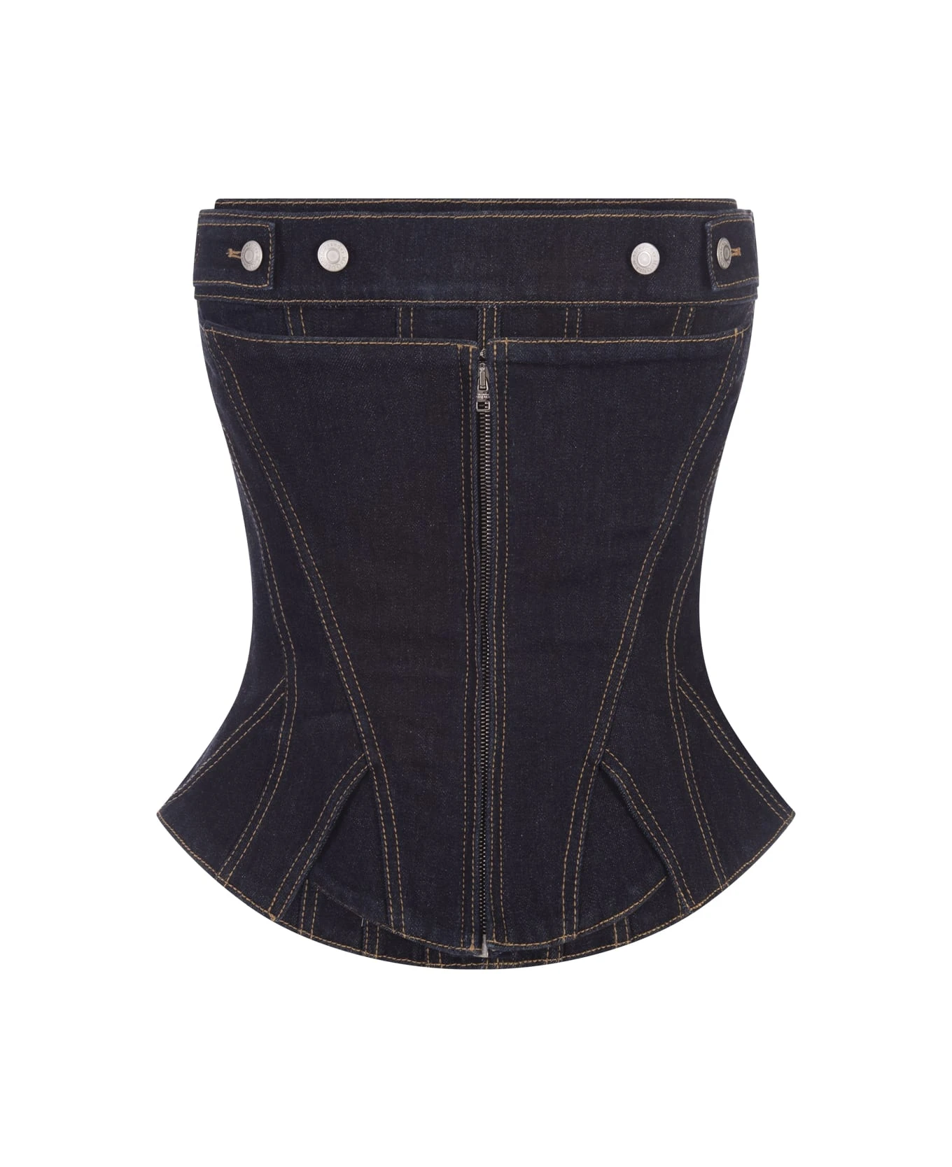Alexander McQueen Blue Denim Corset Top - Image 3