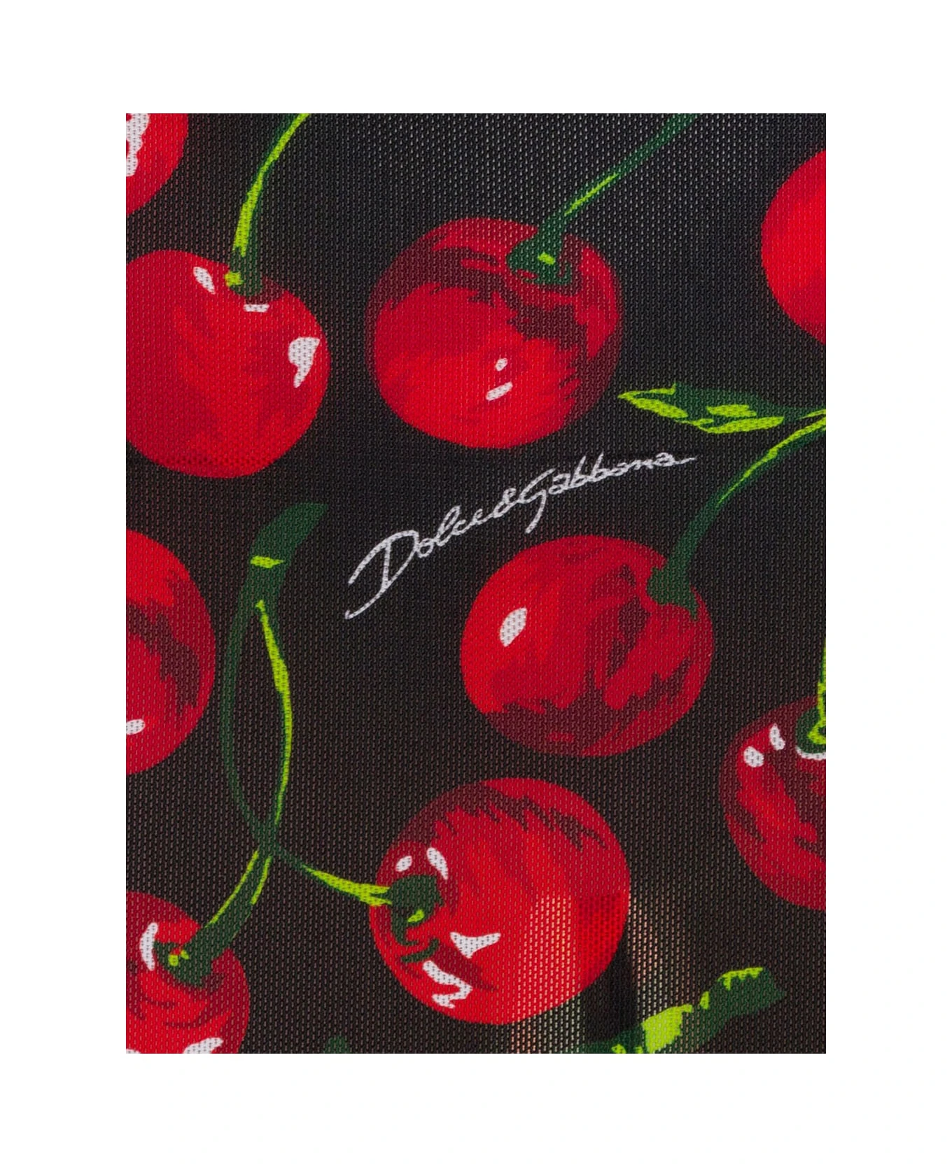 Dolce & Gabbana Black Mini-skirt With All-over Cherry Print In Stretch Polyamide Woman - Image 3