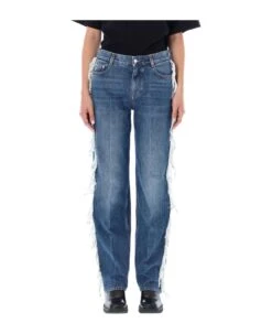 STELLA MCCARTNEY Fringed Straight Leg Jeans