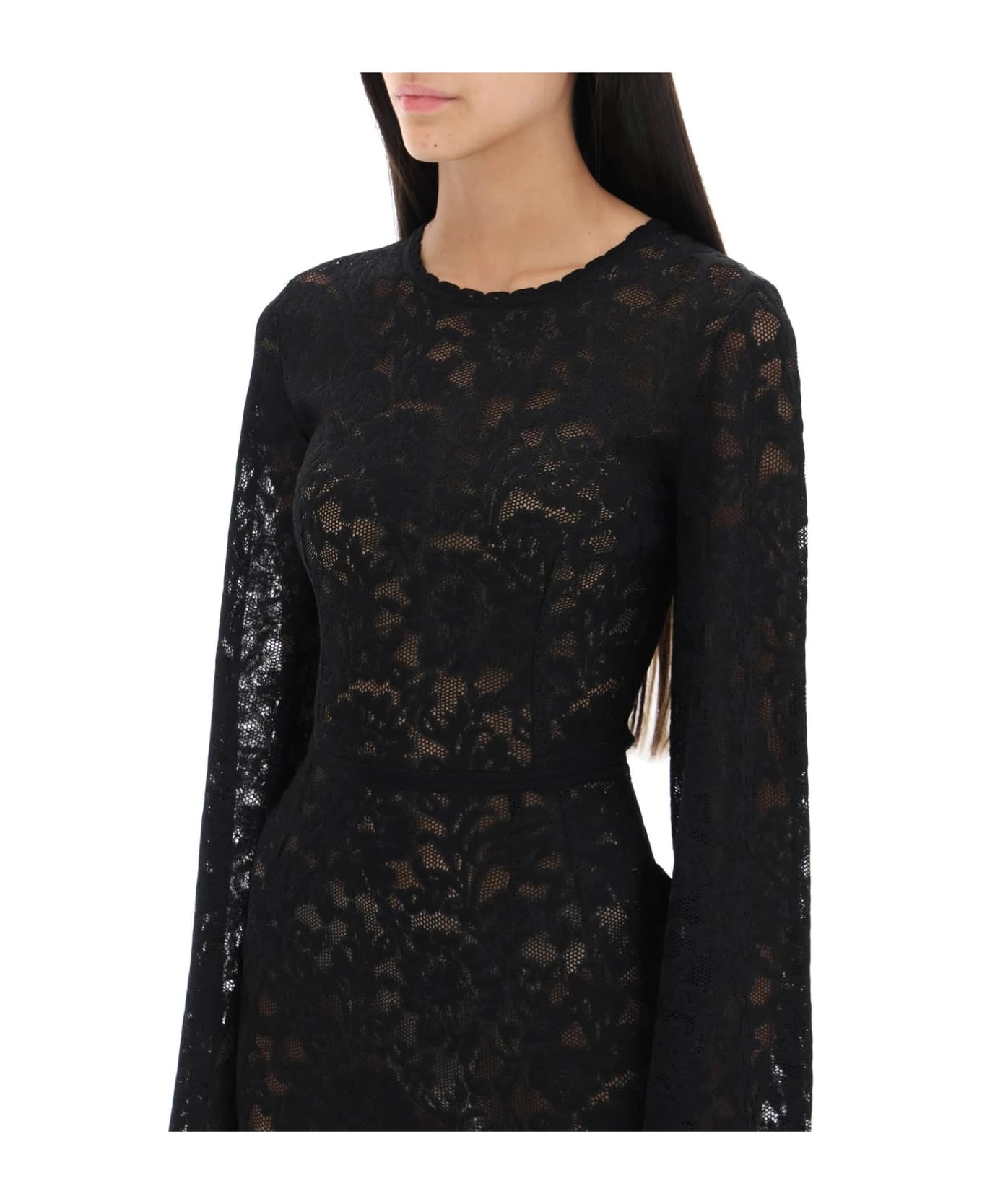 Dolce & Gabbana Mini Dress In Floral Openwork Knit - Image 4