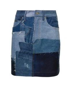 Dolce & Gabbana Blue High Waisted Miniskirt In Denim Cotton Woman