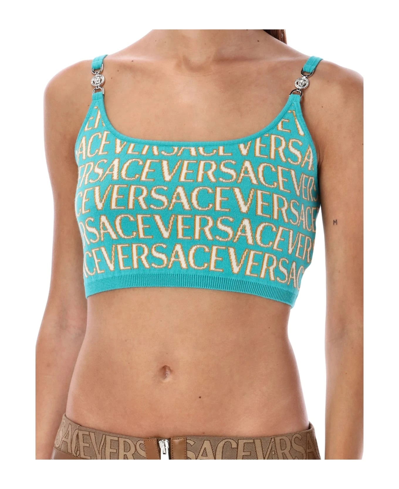Versace Allover Knit Crop Top - Image 3