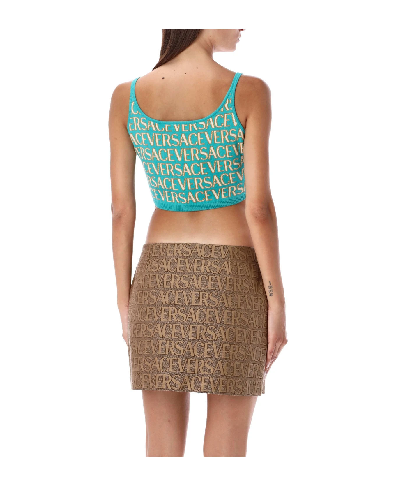 Versace Allover Knit Crop Top - Image 2