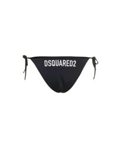 Black Swim Bikini Bottom With Lettering In Nylon Stretch Woman Dsquared2