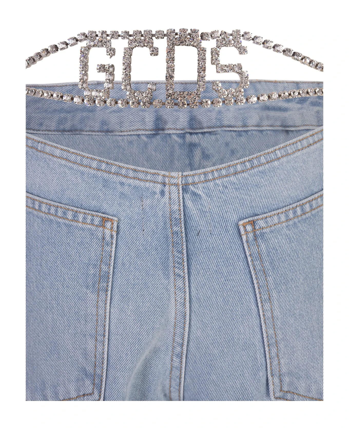 GCDS Chocker Denim Trousers In Light Blue - Image 3