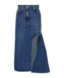 Alexander McQueen Denim Midi Skirt