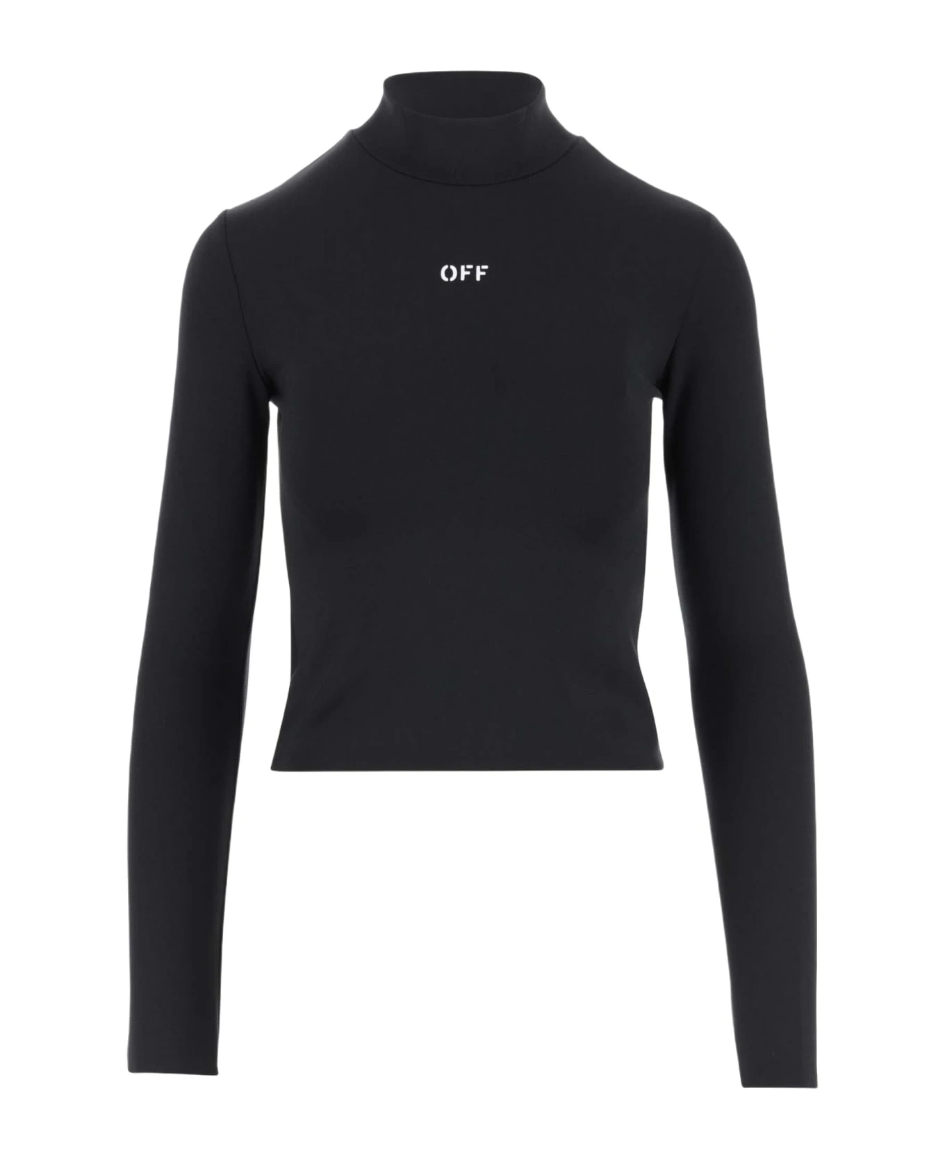 Off-White Stretch Jersey Crop Top With Logo