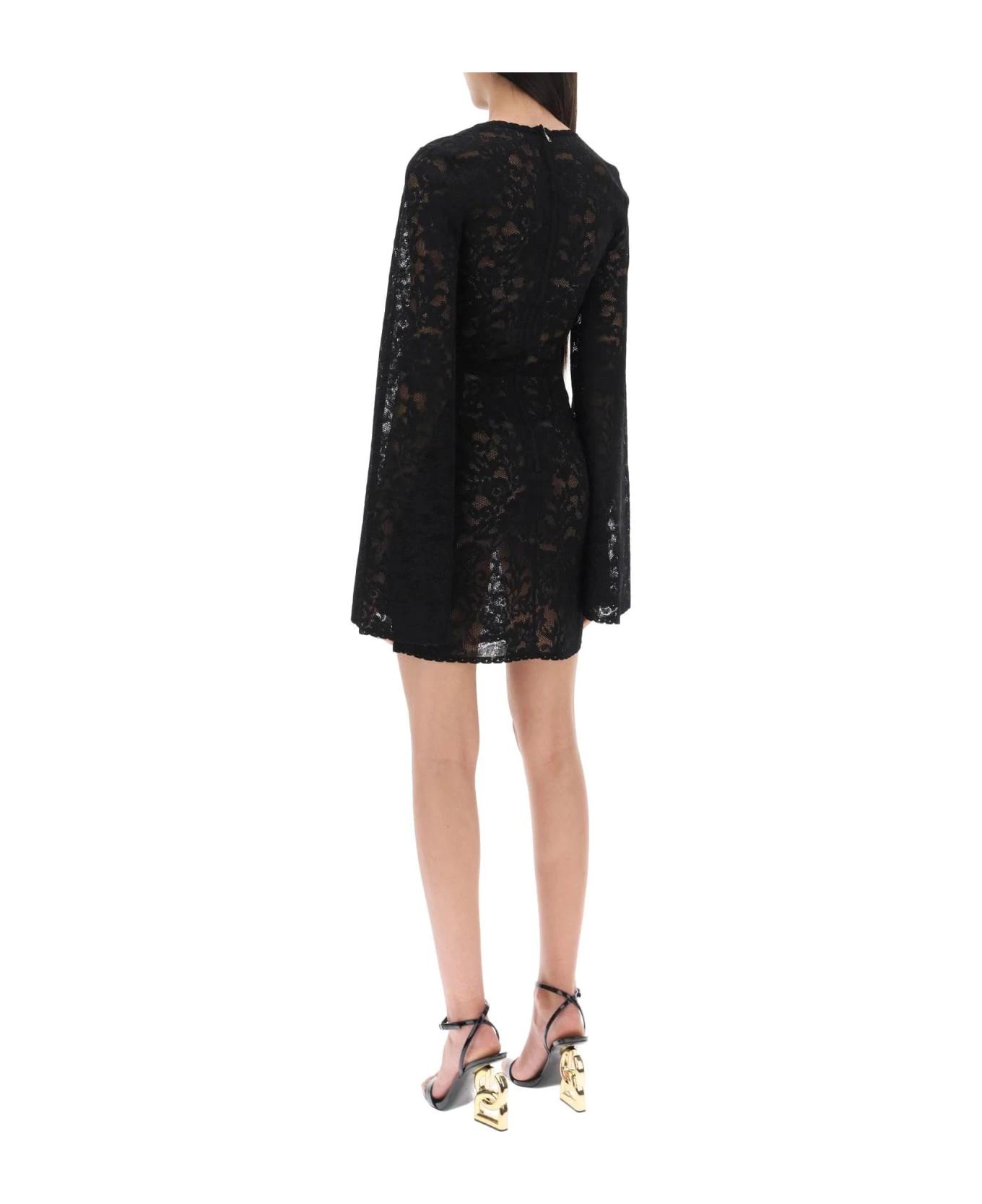 Dolce & Gabbana Mini Dress In Floral Openwork Knit - Image 3