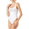 Woman One Piece Swimsuit With Mc2 Saint Barth Rhinestone Embroidery