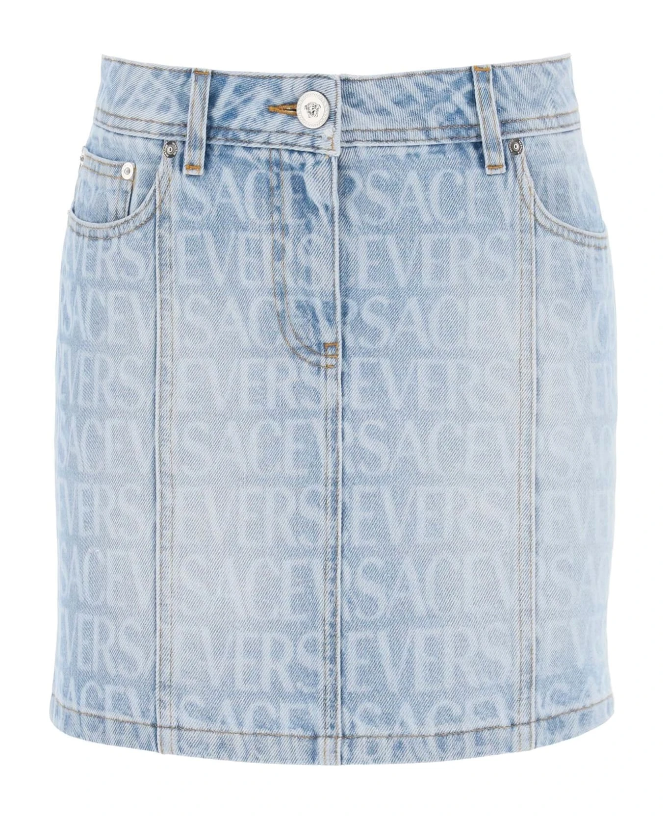 Versace Monogram Denim Mini Skirt