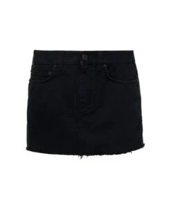 Balenciaga Black Miniskirt With Raw-cut Hem In Cotton Woman