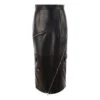 Alexander McQueen Long Black Skirt With Zip Embellishment In Smooth Leather Woman